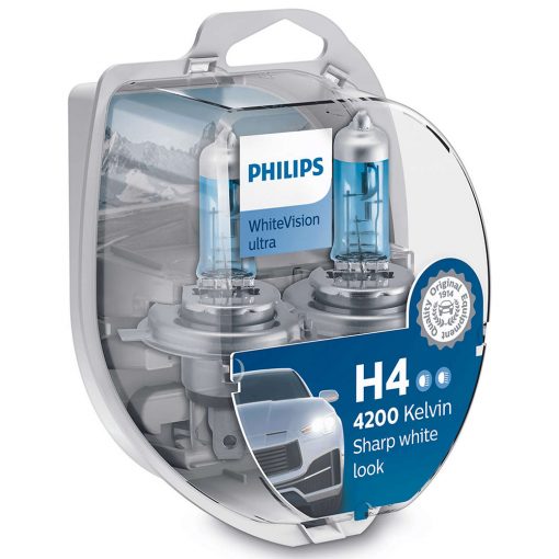 PHILIPS H4 WHITEVISION ULTRA +60% 2KS/BALENIE + 2KS W5W