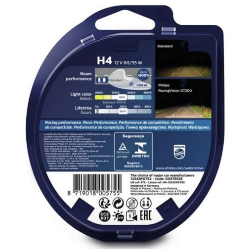 Philips RacingVision GT200 H4 12342RGTS2 12V 60/55W - 2ks/balenie - Image 3