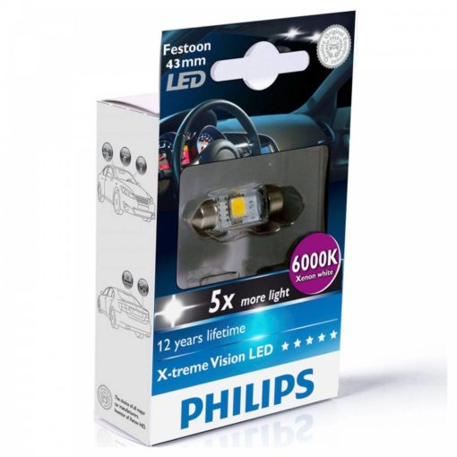 PHILIPS X-TREME VISION 129466000KX1 C10W LED 12V 6000K 43MM -1KS